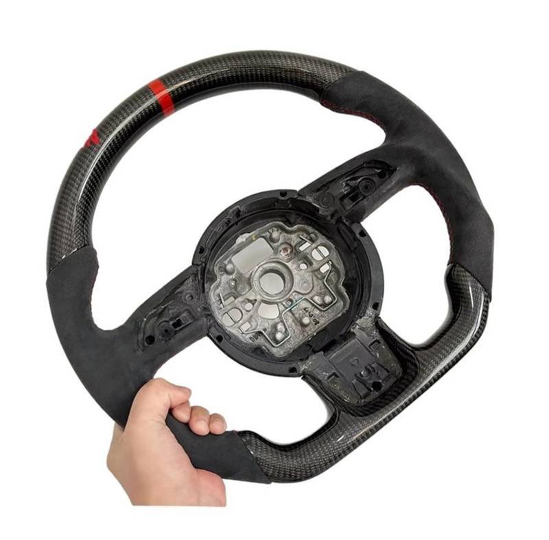 WUYDKEL Lenkrad Auto Kompatibel Mit Für A6 C7 Carbonfaser-Lenkradbasisbaugruppe, Auto-Sportlenkräder, Modifikation, Autozubehör(with Hole) von WUYDKEL