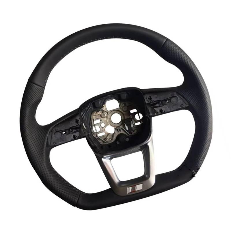 WUYDKEL Lenkrad Auto Kompatibel Mit Für Q3 F3, Perforierte Lenkradbaugruppe Mit Flachem Boden, Zubehör Zur Modifikation des Autorennen-Sportlenkrads(No Logo 1) von WUYDKEL