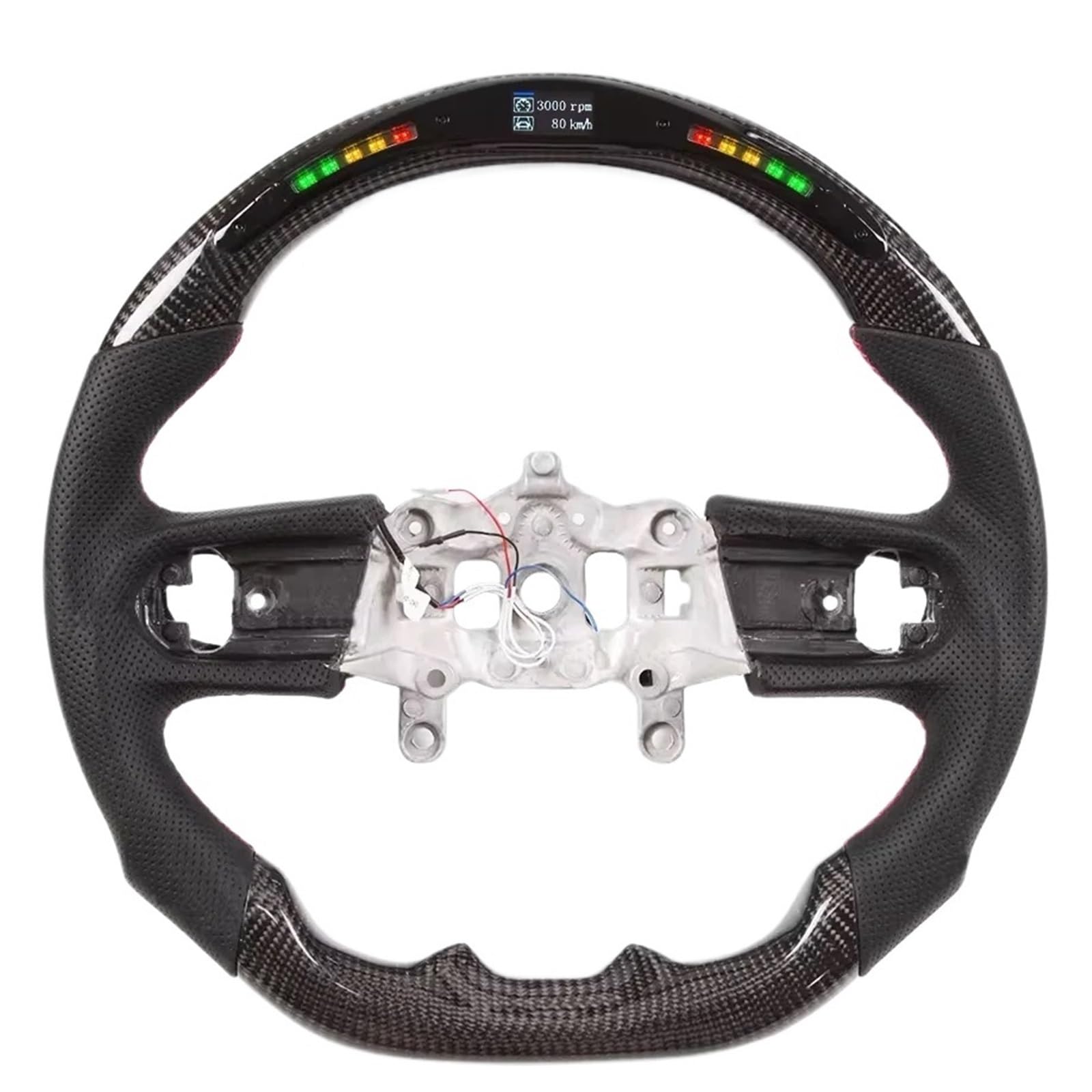 WUYDKEL Lenkrad Auto Kompatibel Mit Jeep Für Wrangler JL 2018 2019 2020 2021 2022 2023 Für Gladiator Heizung Carbonfaser-Autolenkrad Sportrad Mit Anzeigelicht(No Heat 2) von WUYDKEL