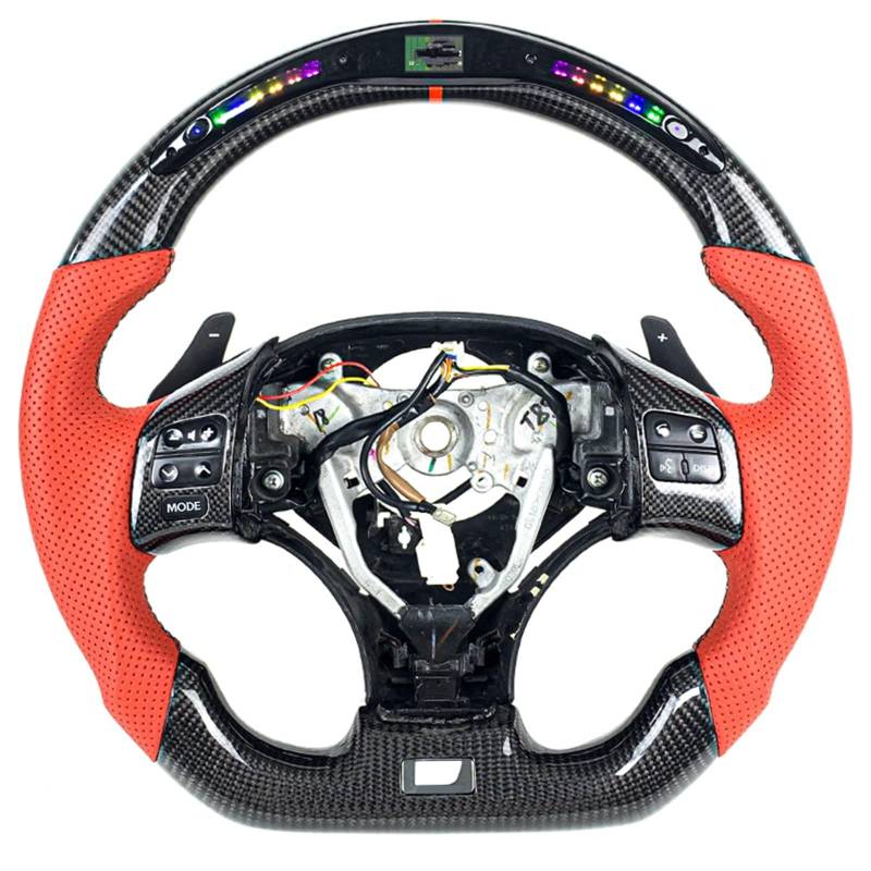 WUYDKEL Lenkrad Auto Kompatibel Mit Lexus Für ISF Für IS300 IS250 IS350 IS350C IS300C 2006 2007 2008 2009 2010 Carbonfaser-Autolenkrad-Lichtanzeige Mit Tasten(Size 1) von WUYDKEL