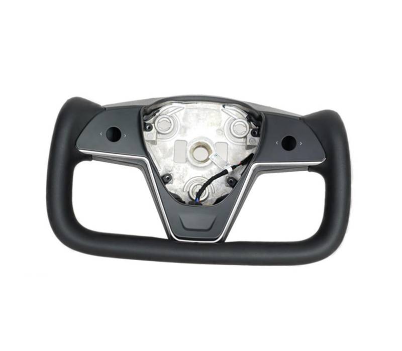 WUYDKEL Lenkrad Auto Kompatibel Mit Tesla Für Model Y 2020 2021 2022 2023 2017 2018 2019 3.0 Version Jochgriff Frontverkleidung Rennlenkrad Mit Heizungszubehör(Black) von WUYDKEL