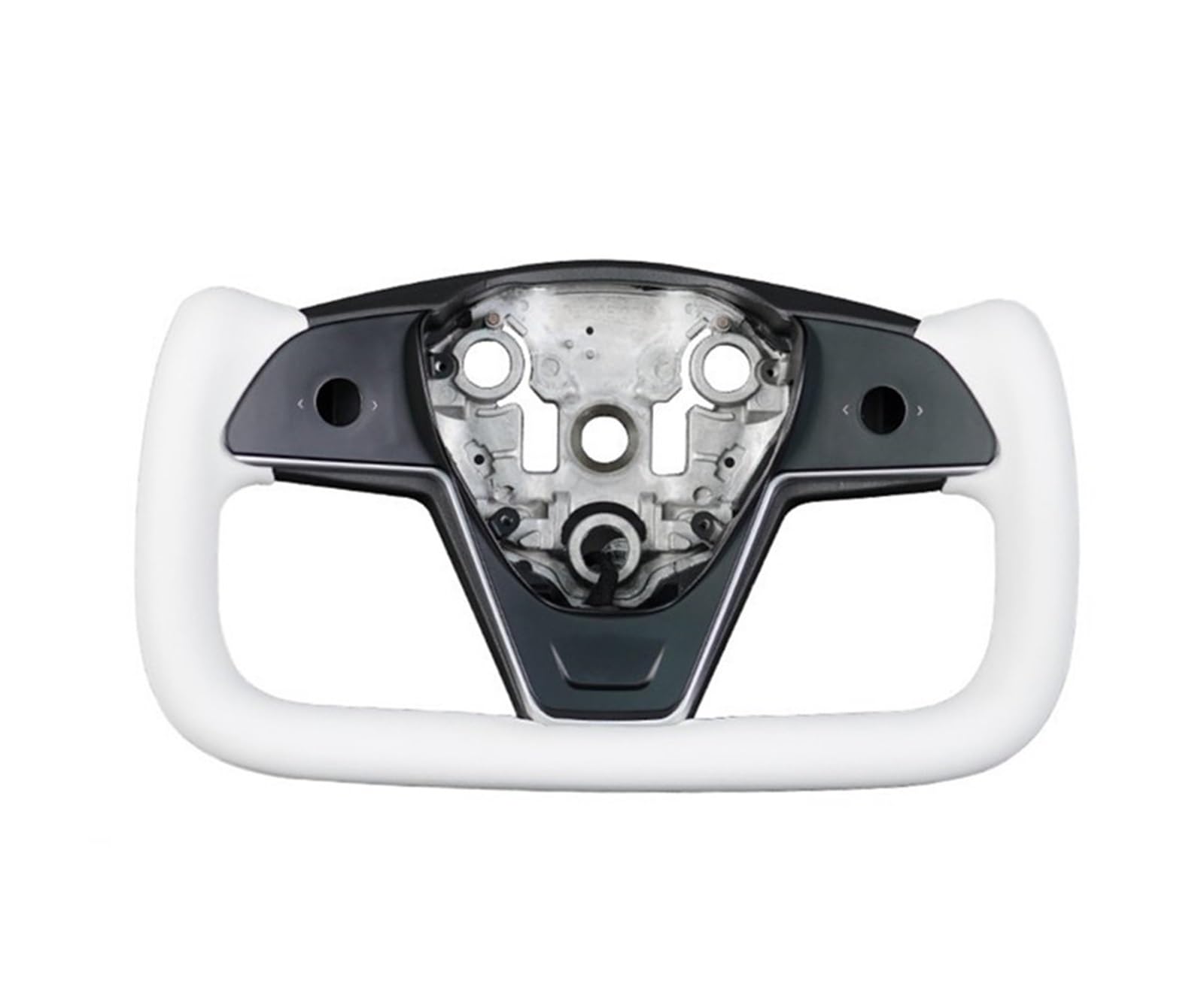 WUYDKEL Lenkrad Auto Kompatibel Mit Tesla Für Model Y 2020 2021 2022 2023 2017 2018 2019 3.0 Version Jochgriff Frontverkleidung Rennlenkrad Mit Heizungszubehör(White) von WUYDKEL