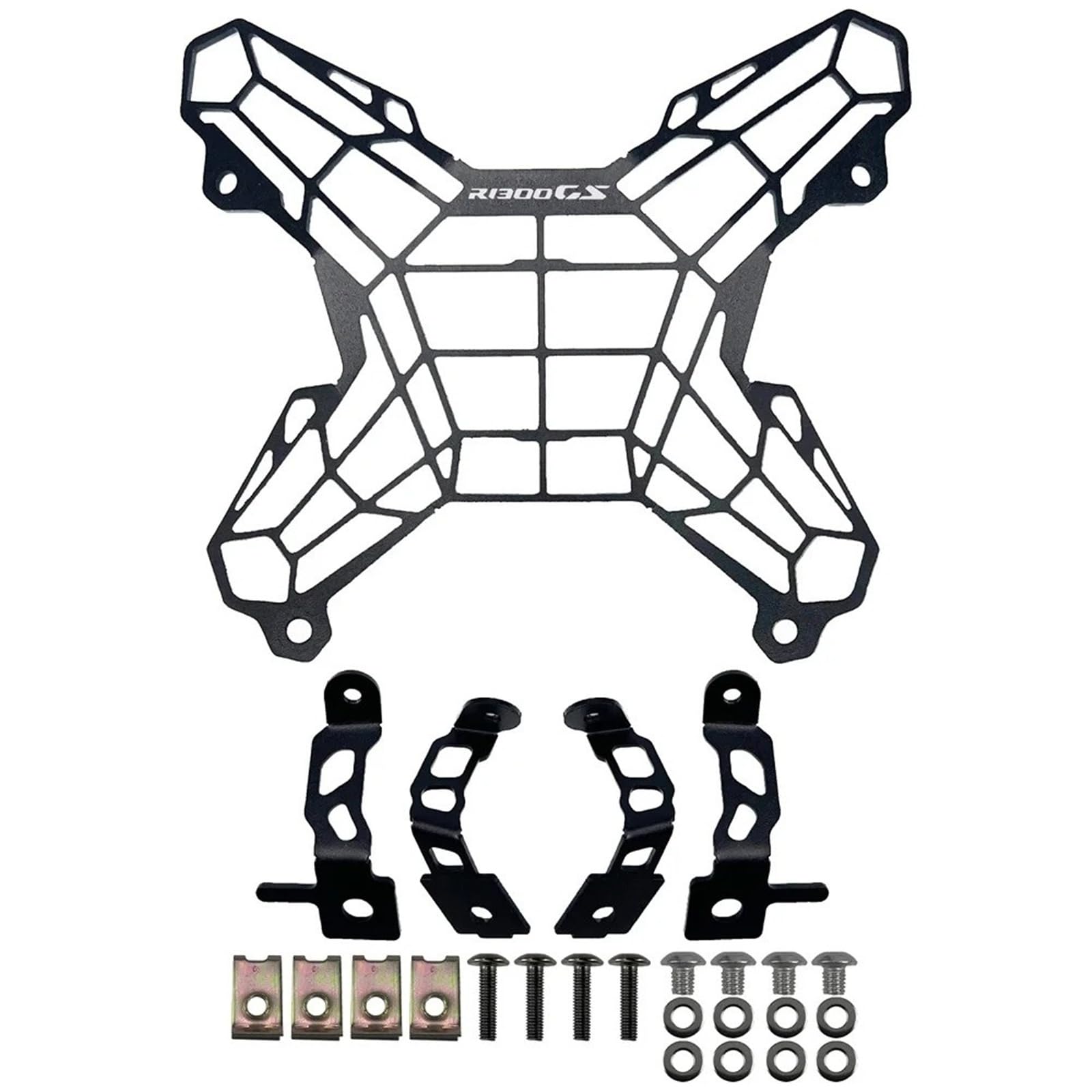 WWHUMM Motorrad-Metallgitter Für R1300GS 2023 2024 2025 Motorradzubehör Frontscheinwerfer Kühlergrill Lampenschutz Abdeckung Netzschutz Motorradscheinwerferschutz Scheinwerfer-Schutz(with Logo) von WWHUMM