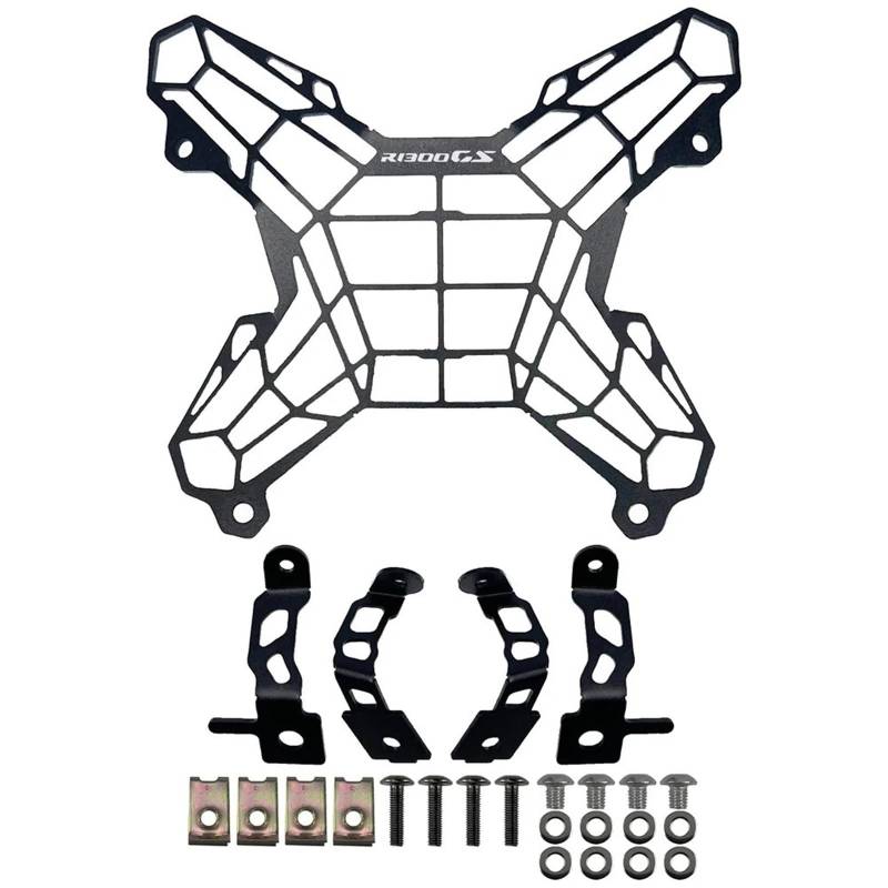 WWHUMM Motorrad-Metallgitter Für R1300GS 2023 2024 2025 Motorradzubehör Frontscheinwerfer Kühlergrill Lampenschutz Abdeckung Netzschutz Motorradscheinwerferschutz Scheinwerfer-Schutz(with Logo) von WWHUMM