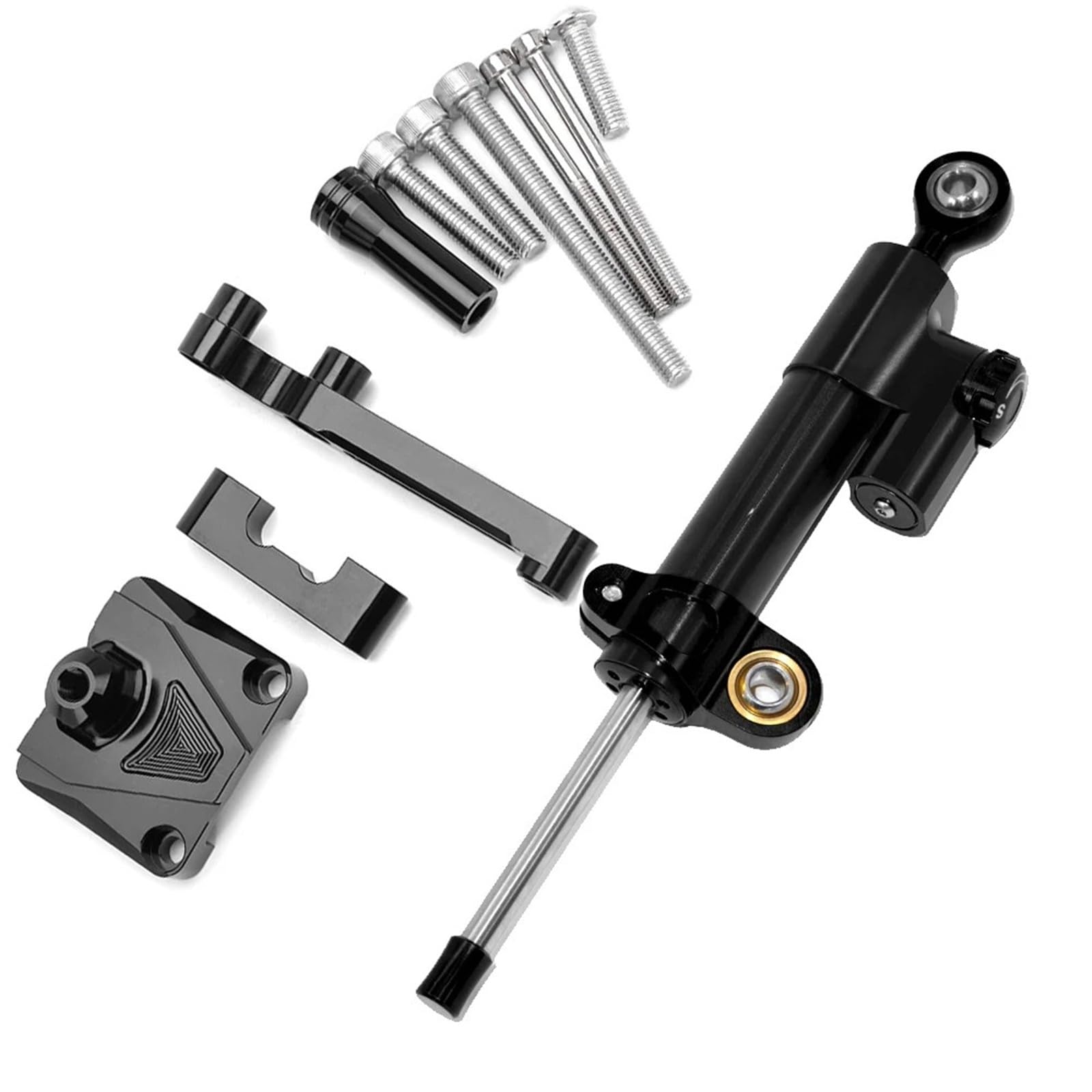 WWHUMM Stoßdämpfer Stabilisator Motorrad-Dämpferlenkung Für Kawasaki Für N-ja 250R EX250 2008-2012 Stabilisieren Sie Die Sicherheitskontrolle Mit Montagehalterung Lenken Dämpfer(Black) von WWHUMM