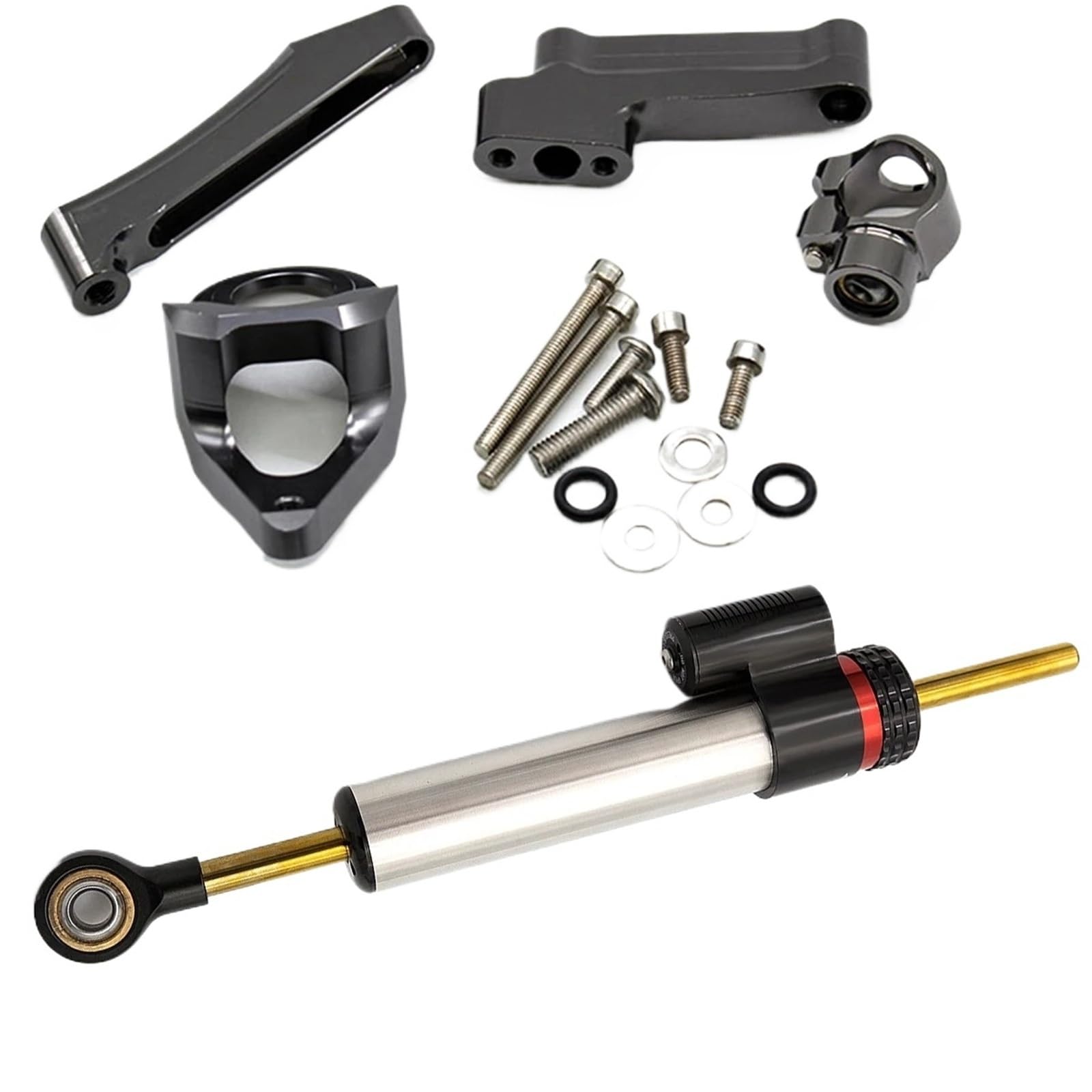 WWHUMM Stoßdämpfer Stabilisator Motorrad-Lenkungsdämpfer Für Suzuki Für GSXR1300 1998–2019 Stabilisatorhalterung CNC-Aluminium-Montagehalterungssatzhalter Lenken Dämpfer(Silver A) von WWHUMM