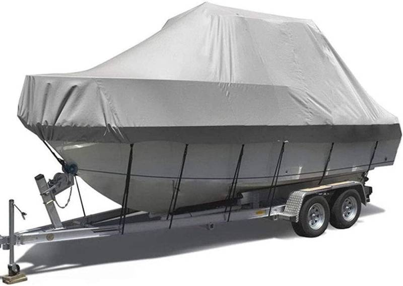 Regen- und Sonnenschutz Wasser- Und Reißfeste Bootsabdeckung Aus 600D Oxford-Stoff for V-Rumpf-Tri-Hull-Runabout-Boote, Grau(11~13ft) von WXF86djl