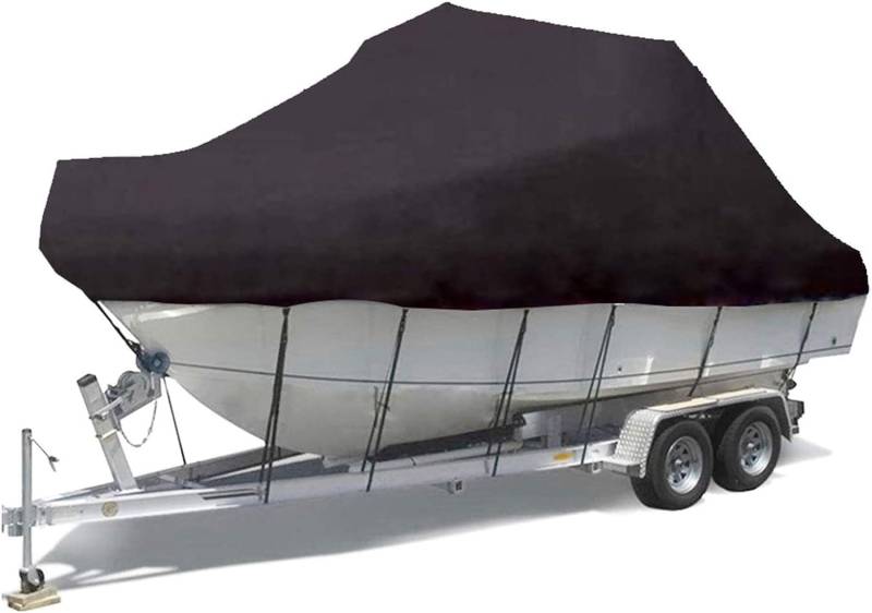 WXF86djl Regen- und Sonnenschutz Bootsabdeckung, Robuste, wasserdichte Anhängerabdeckung for V-Rümpfe, Mehrere Größen, Schwarz(17-19FT) von WXF86djl