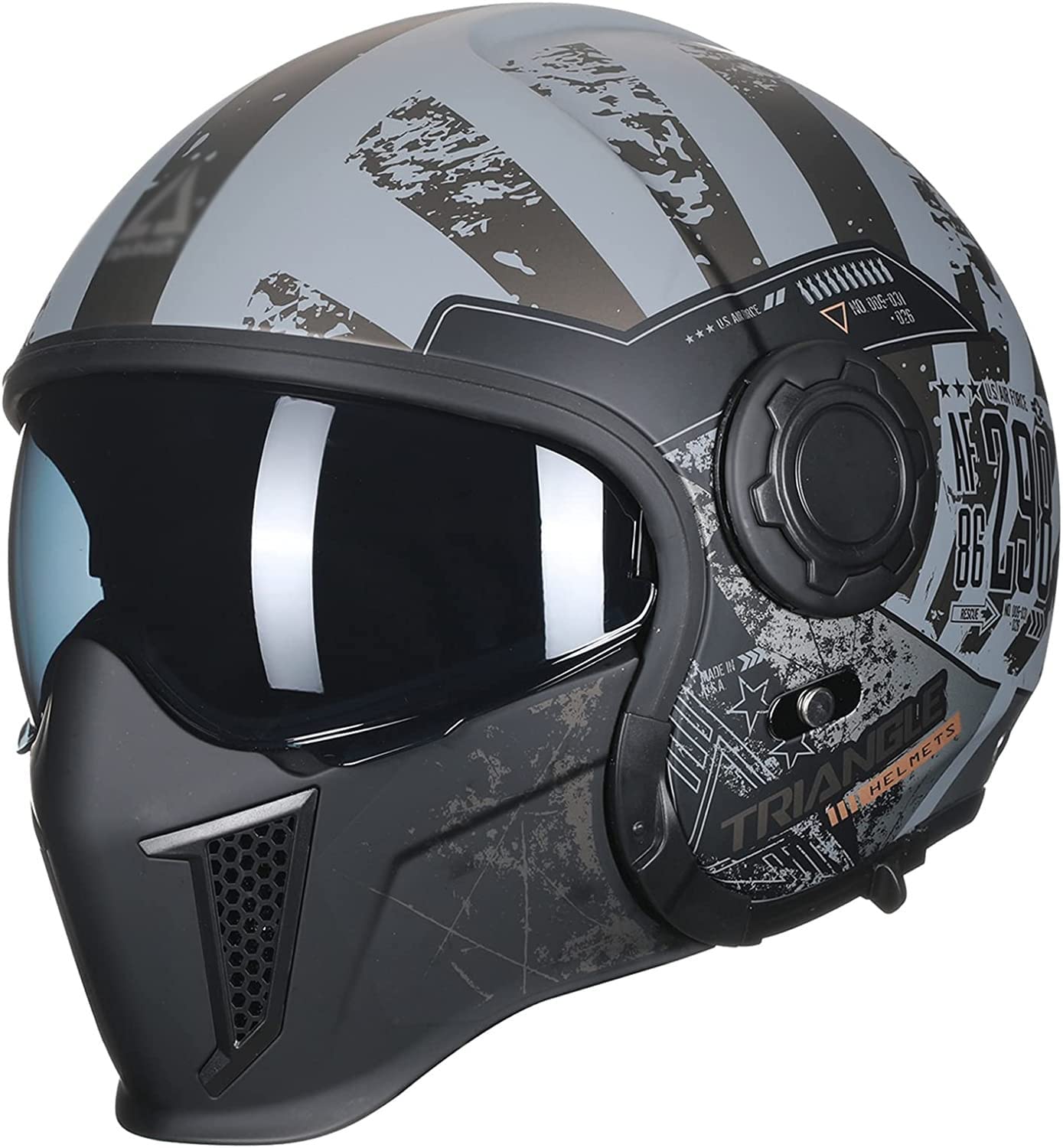 2-in-1-Helm Modularhelm Jethelm Biker Schutzhelm DOT-Zulassung Motorrad-Helm Fullface Helm Motorradhelm mit Abnehmbarem Kinnschutz für Erwachsene Herren Damen D,M von WXHJM