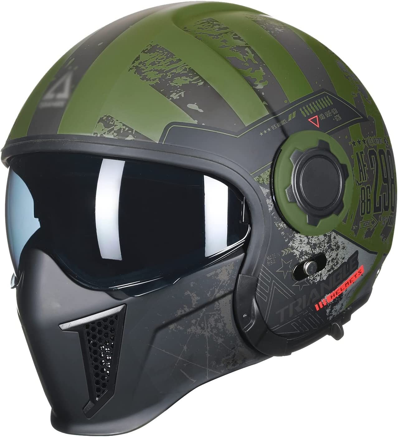 2-in-1-Helm Modularhelm Jethelm Biker Schutzhelm DOT-Zulassung Motorrad-Helm Fullface Helm Motorradhelm mit Abnehmbarem Kinnschutz für Erwachsene Herren Damen E,L von WXHJM