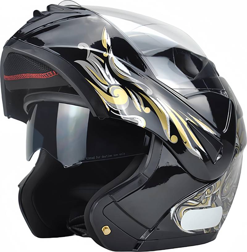Motorradhelm Flip Up Modular Helmet Klapphelm mit Doppelvisier ECE Geprüft Integralhelm mit Sonnenvisier Mopedhelm für Erwachsene Herren Damen A,XL=58-60cm von WXHJM