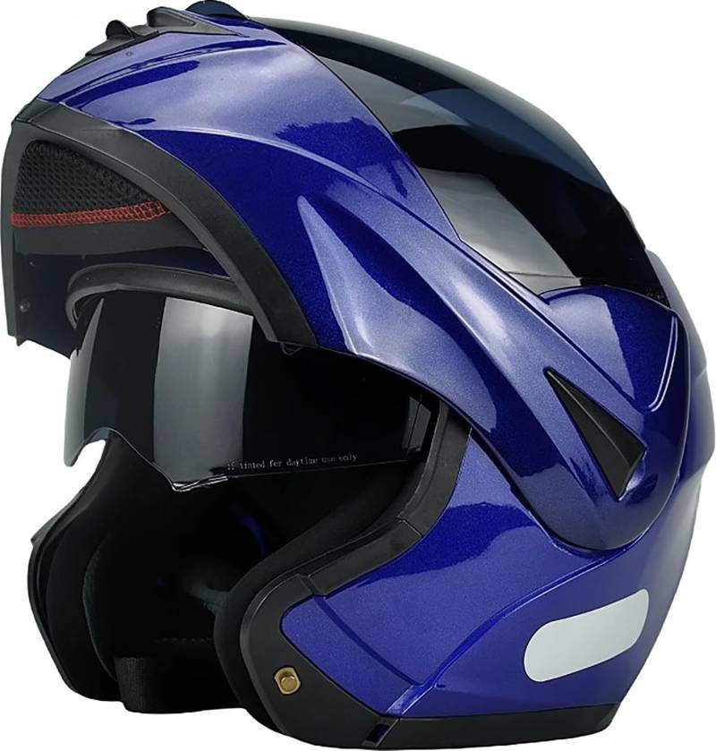 Motorradhelm Flip Up Modular Helmet Klapphelm mit Doppelvisier ECE Geprüft Integralhelm mit Sonnenvisier Mopedhelm für Erwachsene Herren Damen L,L=56-57cm von WXHJM