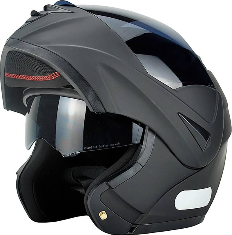 Motorradhelm Flip Up Modular Helmet Klapphelm mit Doppelvisier ECE Geprüft Integralhelm mit Sonnenvisier Mopedhelm für Erwachsene Herren Damen N,L=56-57cm von WXHJM