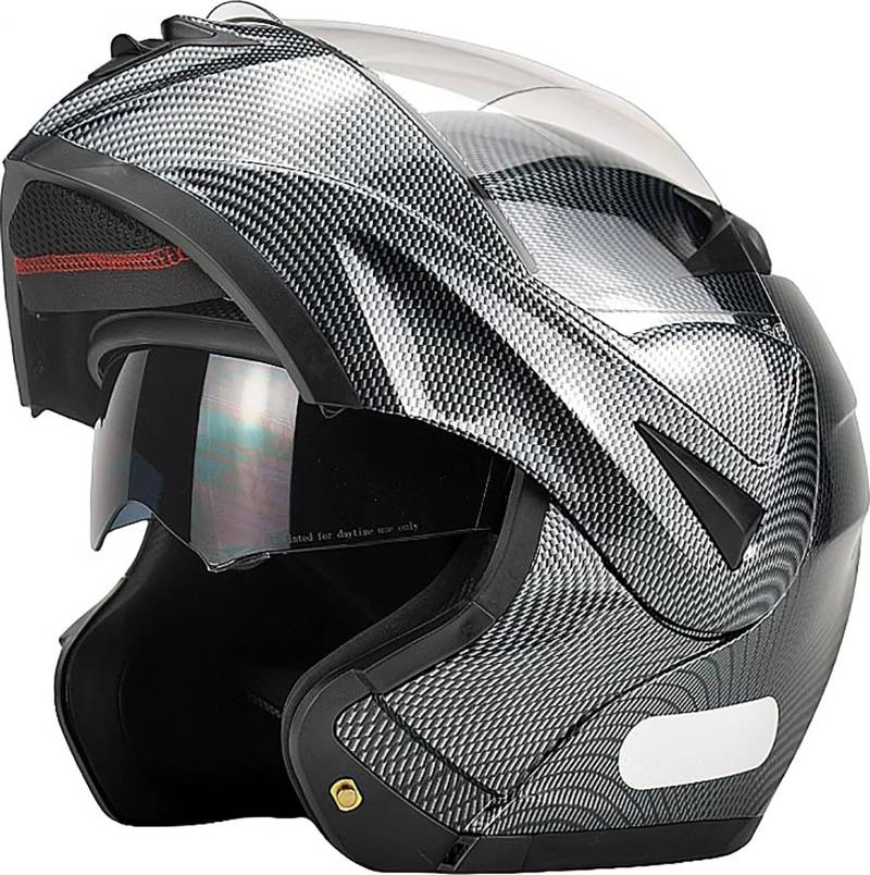 Motorradhelm Flip Up Modular Helmet Klapphelm mit Doppelvisier ECE Geprüft Integralhelm mit Sonnenvisier Mopedhelm für Erwachsene Herren Damen U,XL=58-60cm von WXHJM