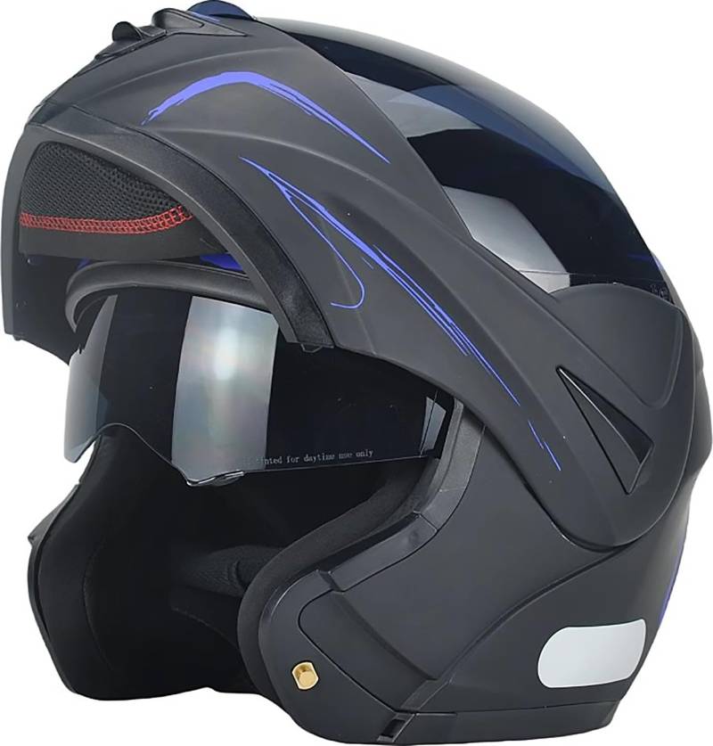 Motorradhelm Klapphelm Integralhelm mit Doppelvisier ECE Geprüft Jethelm mit Sonnenvisier Mopedhelm für Erwachsene Herren Damen M,M=54-55cm von WXHJM
