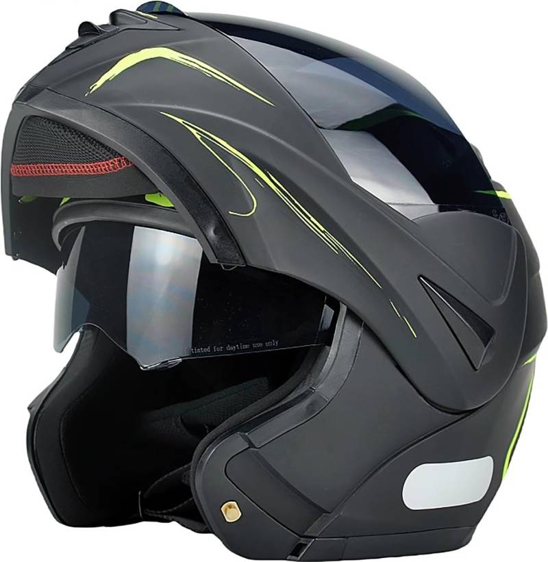 Motorradhelm Klapphelm Integralhelm mit Doppelvisier ECE Geprüft Jethelm mit Sonnenvisier Mopedhelm für Erwachsene Herren Damen P,XL=58-60cm von WXHJM