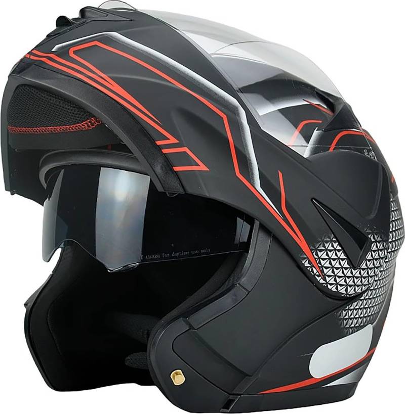 Motorradhelm Klapphelm Integralhelm mit Doppelvisier ECE Geprüft Jethelm mit Sonnenvisier Mopedhelm für Erwachsene Herren Damen Y,M=54-55cm von WXHJM