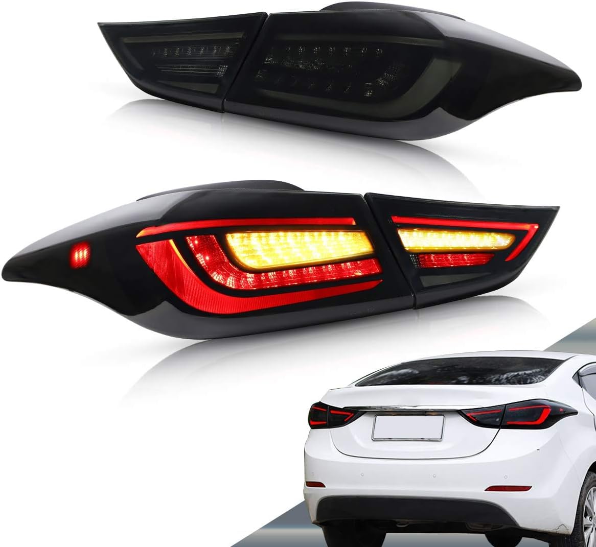 WXJYBF66 Autorücklichter für Hyundai Elantra 2012-2016, Weist eine Lange Lebensdauer auf,Smoked Black A Pair von WXJYBF66