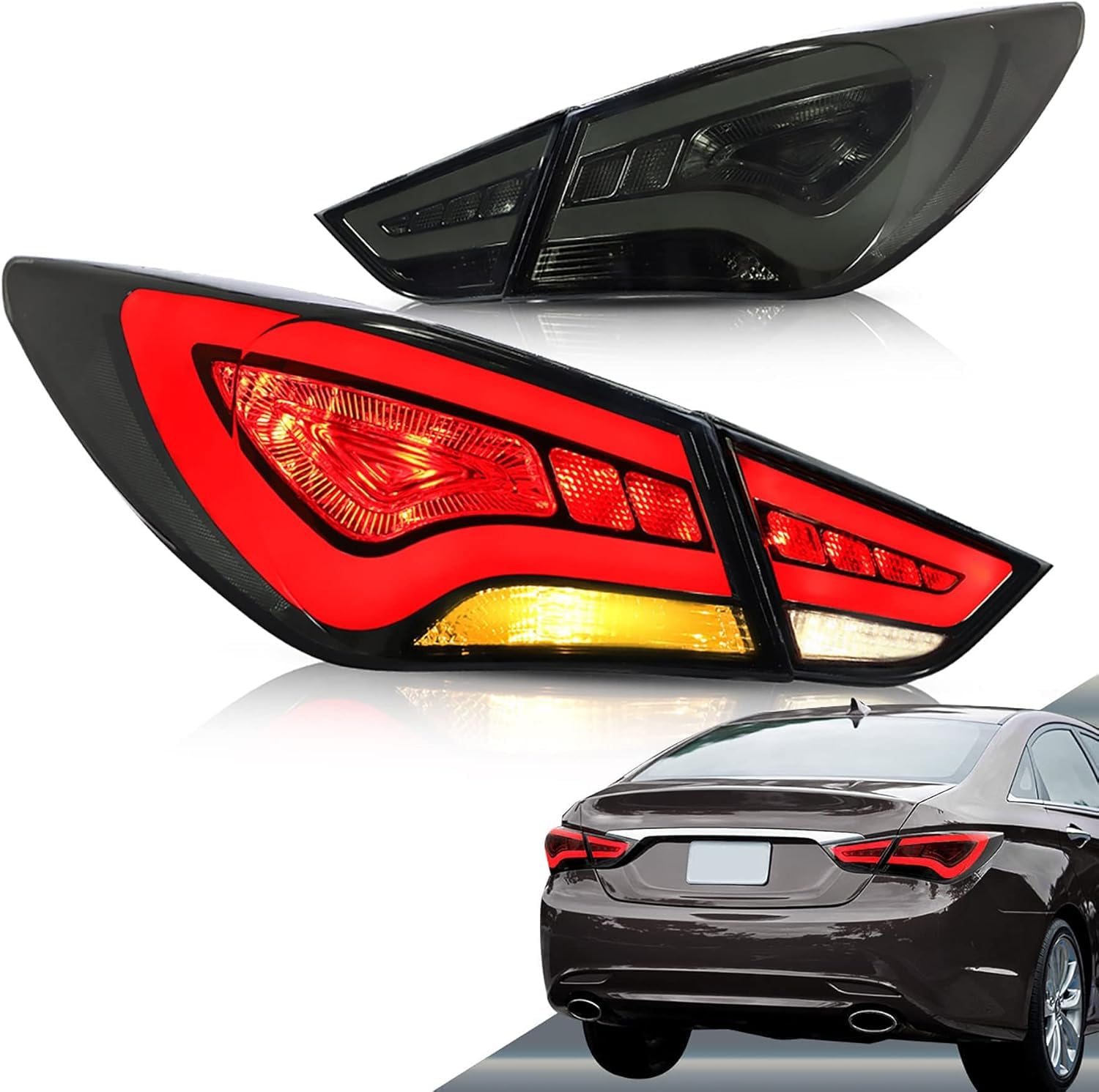 WXJYBF66 Autorücklichter für Hyundai Sonata 8 2011-2015, Weist eine Lange Lebensdauer auf,Smoked Black A Pair von WXJYBF66