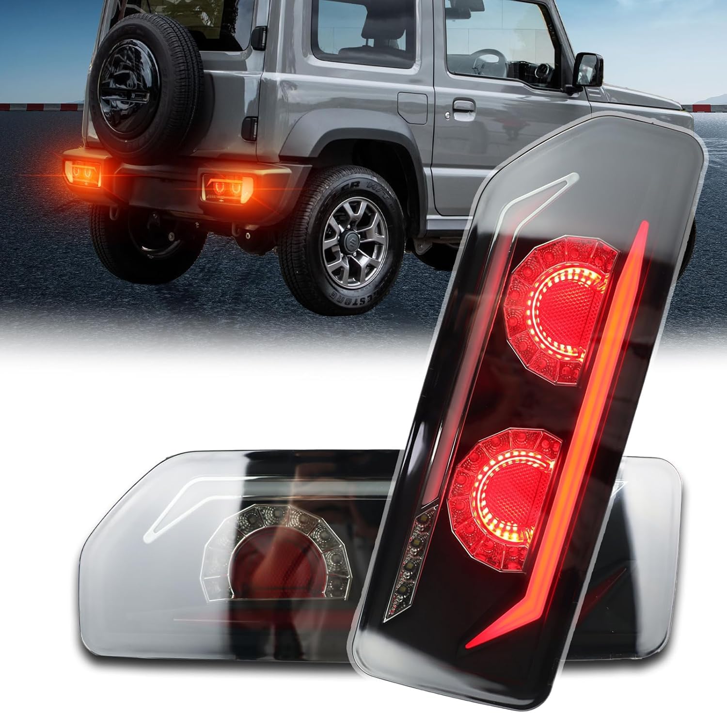 WXJYBF66 Autorücklichter für Suzuki Jimny 2019-2024, Weist eine Lange Lebensdauer auf,Red A Pair von WXJYBF66