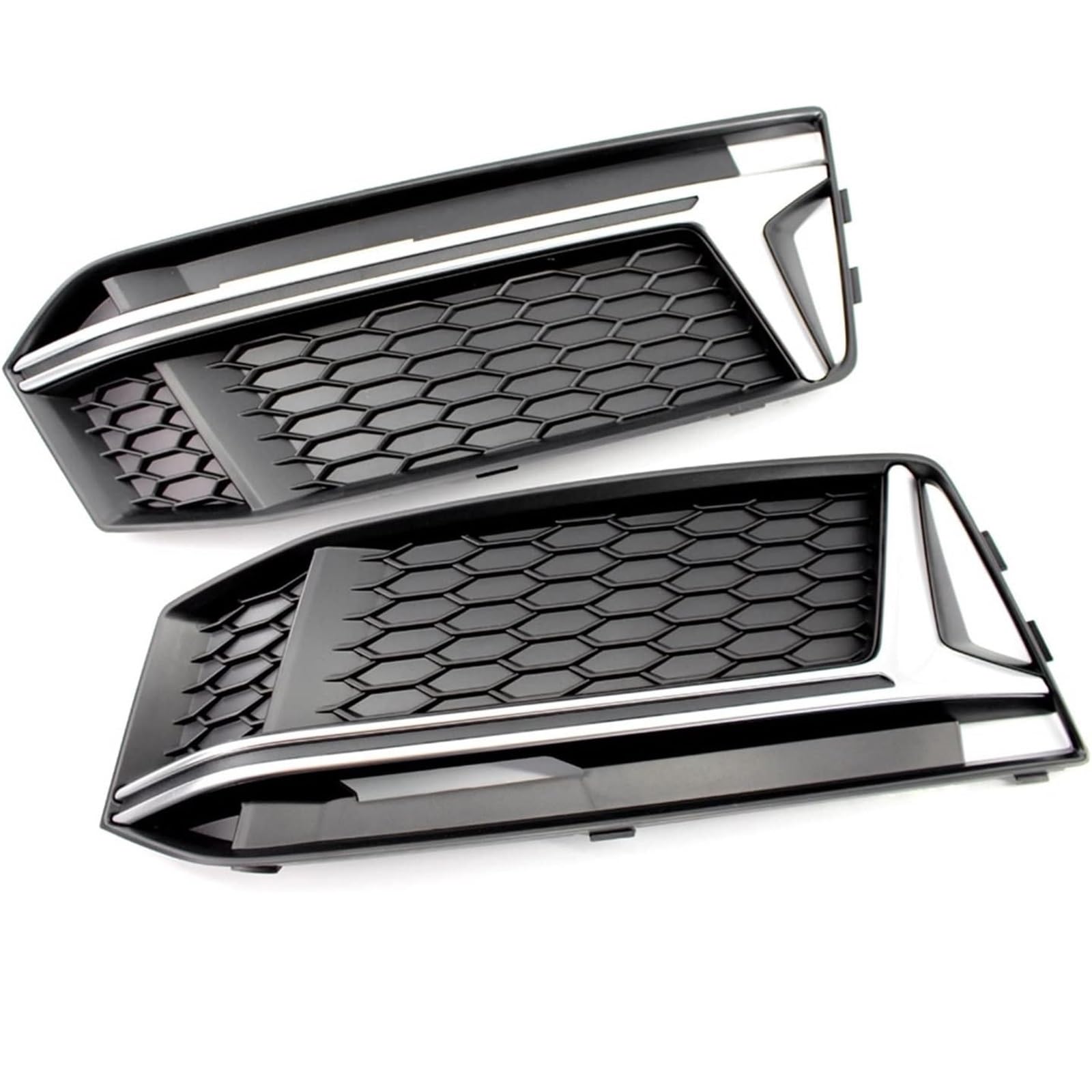 WXSSH Auto Nebelscheinwerfer Kühlergrill A4 S4 S-Line B9 1 Paar Auto für Chrom Nebelscheinwerfer Abdeckung Kühlergrill Silber Schwarz Trim Grill Blende(2) von WXSSH