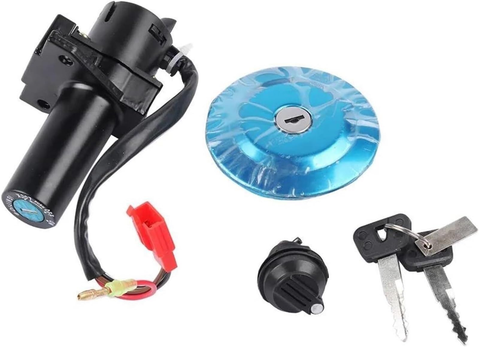 WXSSH Kill Switch Spule Für Yamaha YBR 125 K YBR125K YBR125 K Motorrad Zündschloss Sperrkappe Schlüssel Zündung Startschalter Kraftstoff Gas(A Set) von WXSSH