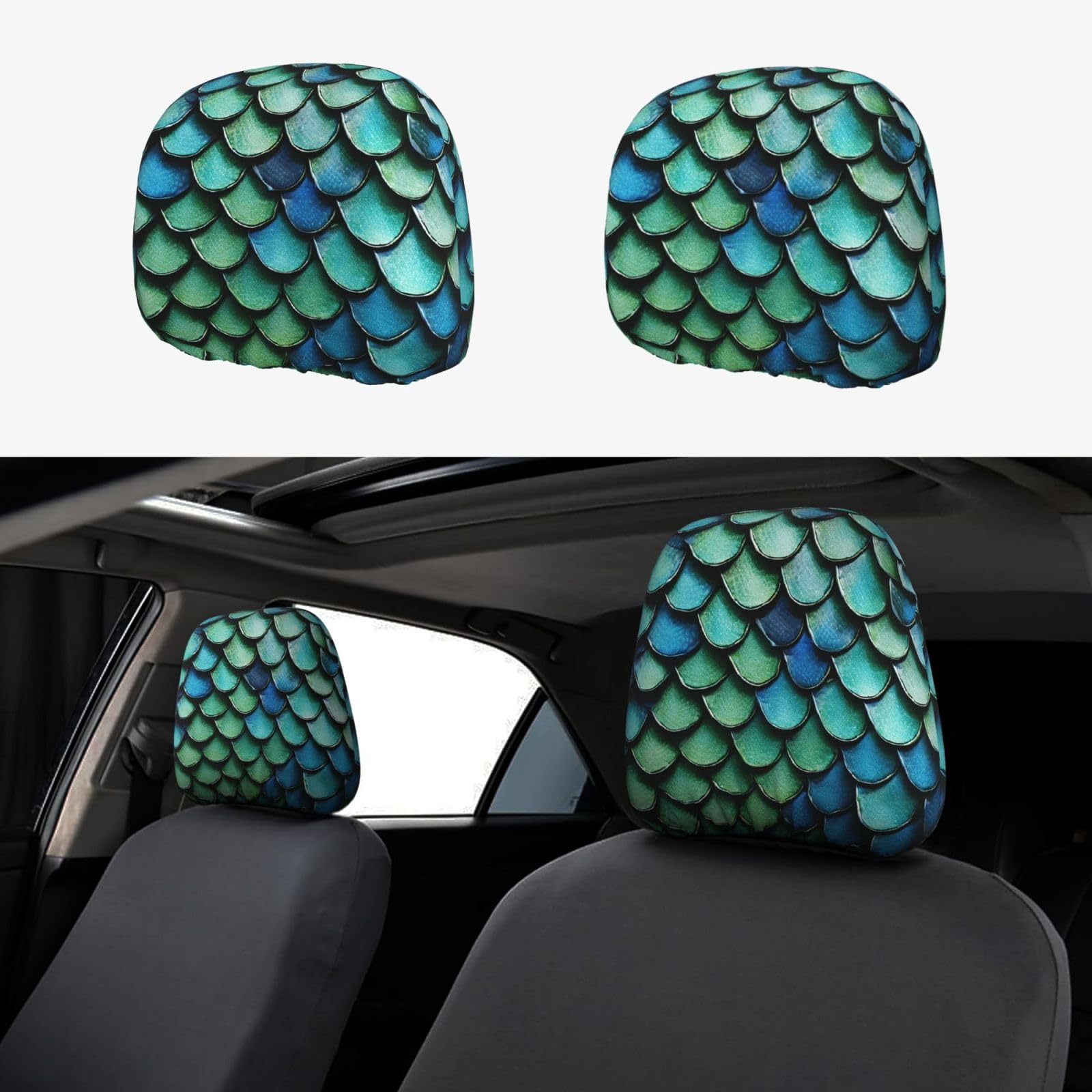 WXWJSHMGC 3D-Autositz-Kopfstützenbezug, Motiv: Magische Drachenschuppen, personalisierbar, 2 Stück WXWJSHMGC 3D-Autositz-Kopfstützenbezug, Motiv: Magische Drachenschuppen, personalisierbar, 2 Stück von WXWJSHMGC