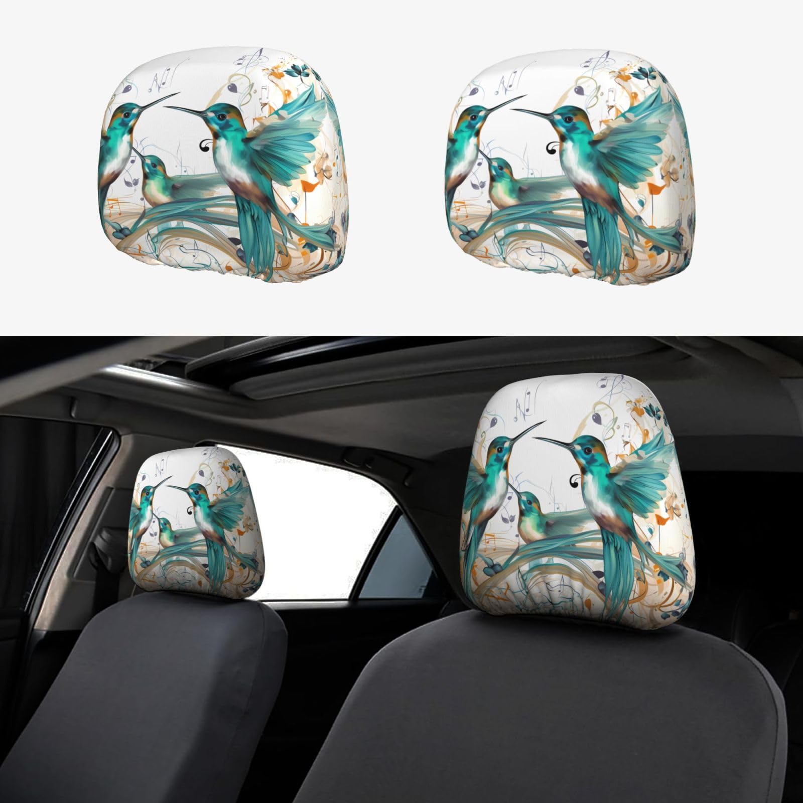 WXWJSHMGC Autositz-Kopfstützenbezug, Motiv Vögel, Musiknoten-Druck, personalisierbar, 2 Stück WXWJSHMGC Autositz-Kopfstützenbezug, Motiv Vögel, Musiknoten-Druck, personalisierbar, 2 Stück von WXWJSHMGC