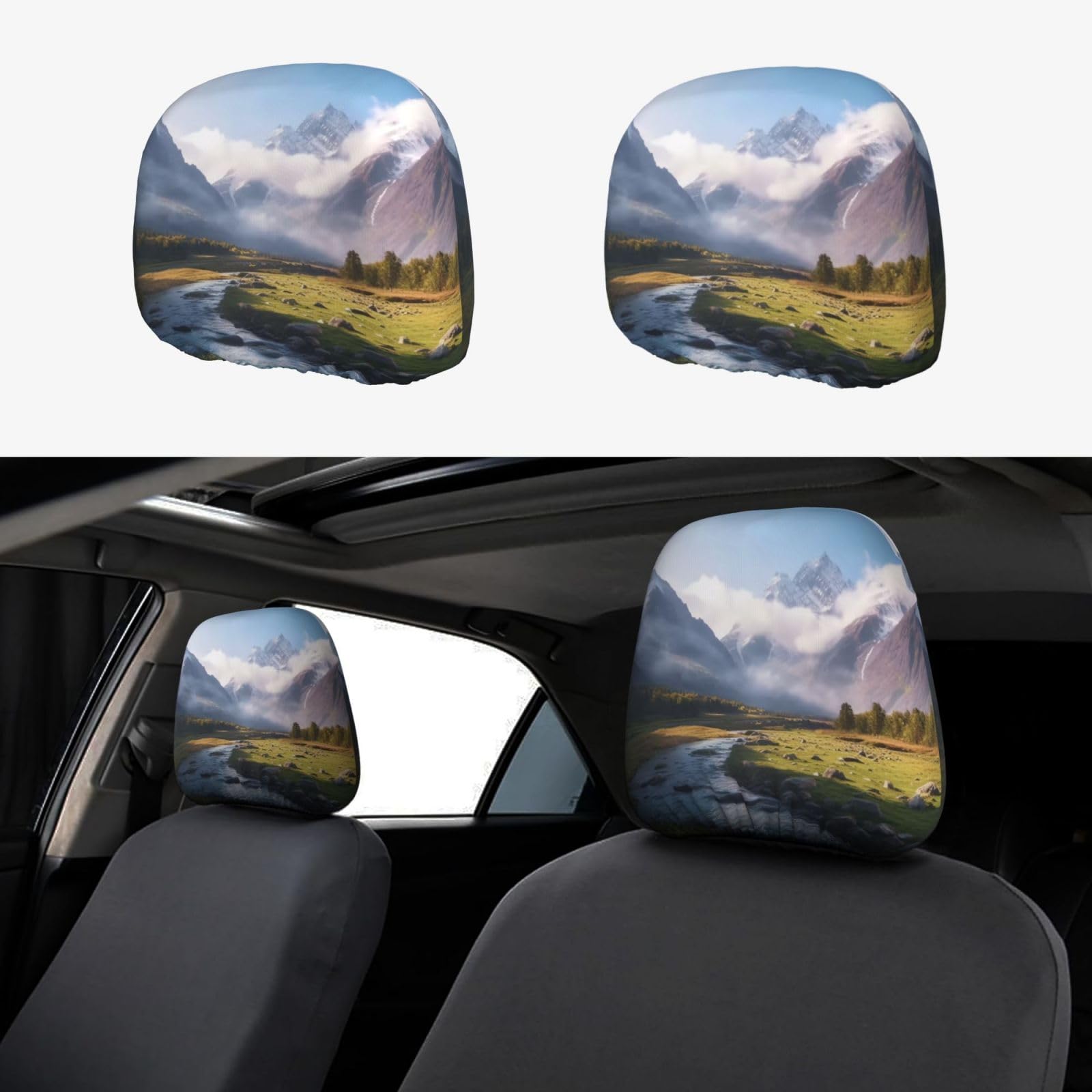 WXWJSHMGC Autositz-Kopfstützenbezug, Motiv: Berglandschaft, personalisierbar, 2 Stück WXWJSHMGC Autositz-Kopfstützenbezug, Motiv: Berglandschaft, personalisierbar, 2 Stück von WXWJSHMGC