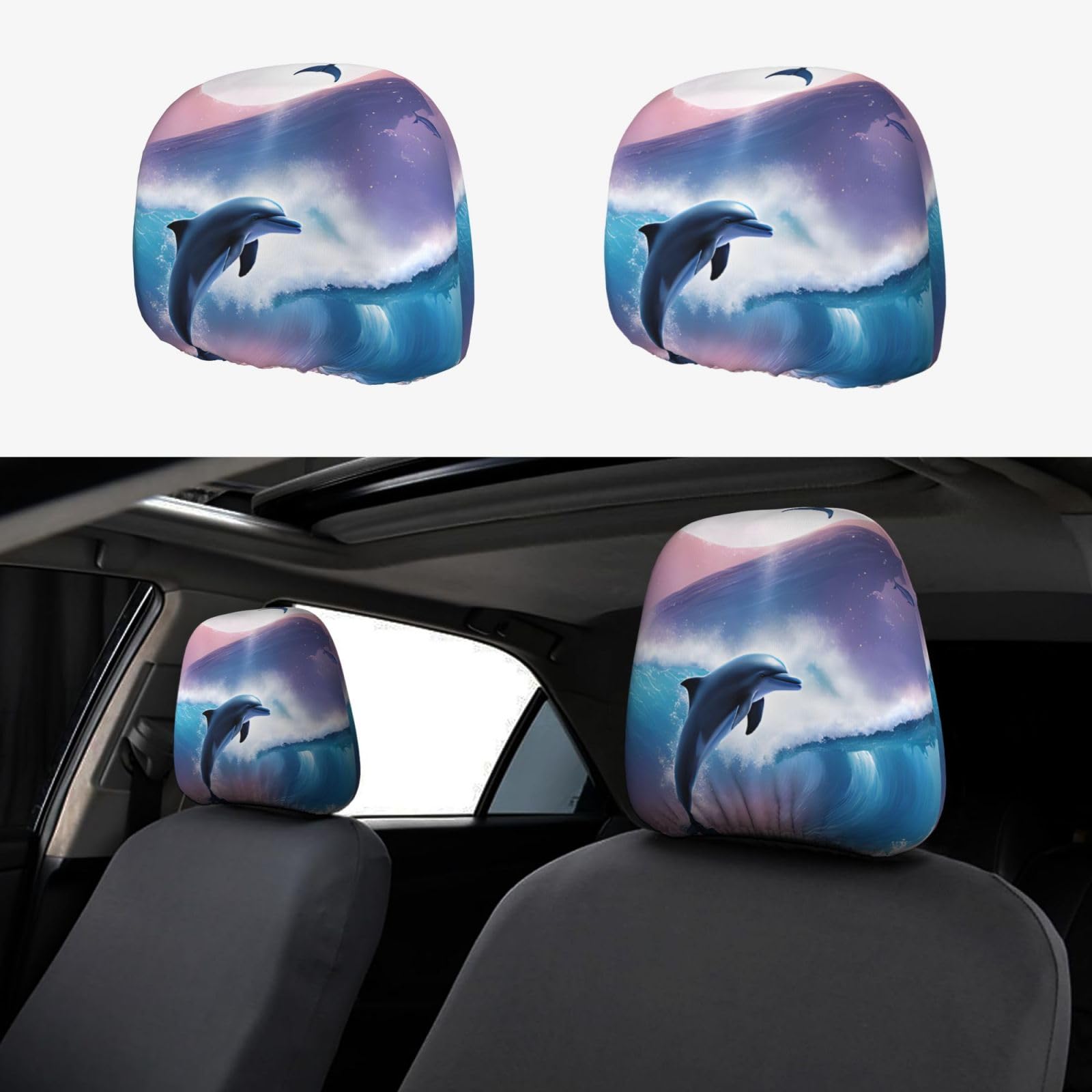 WXWJSHMGC Autositz-Kopfstützenbezug, Motiv: Delfine in Love, personalisierbar, 2 Stück WXWJSHMGC Autositz-Kopfstützenbezug, Motiv: Delfine in Love, personalisierbar, 2 Stück von WXWJSHMGC