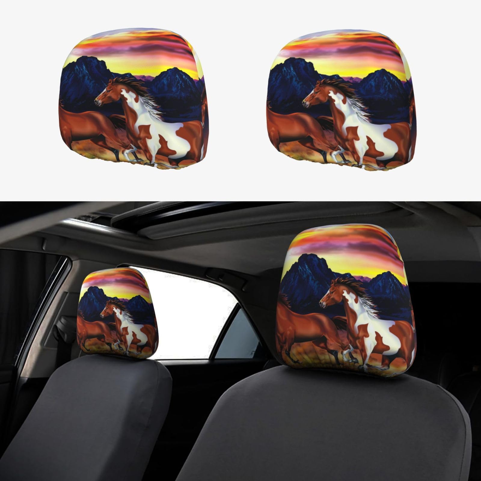 WXWJSHMGC Autositz-Kopfstützenbezug, Motiv: Laufpferde, personalisierbar, 2 Stück WXWJSHMGC Autositz-Kopfstützenbezug, Motiv: Laufpferde, personalisierbar, 2 Stück von WXWJSHMGC