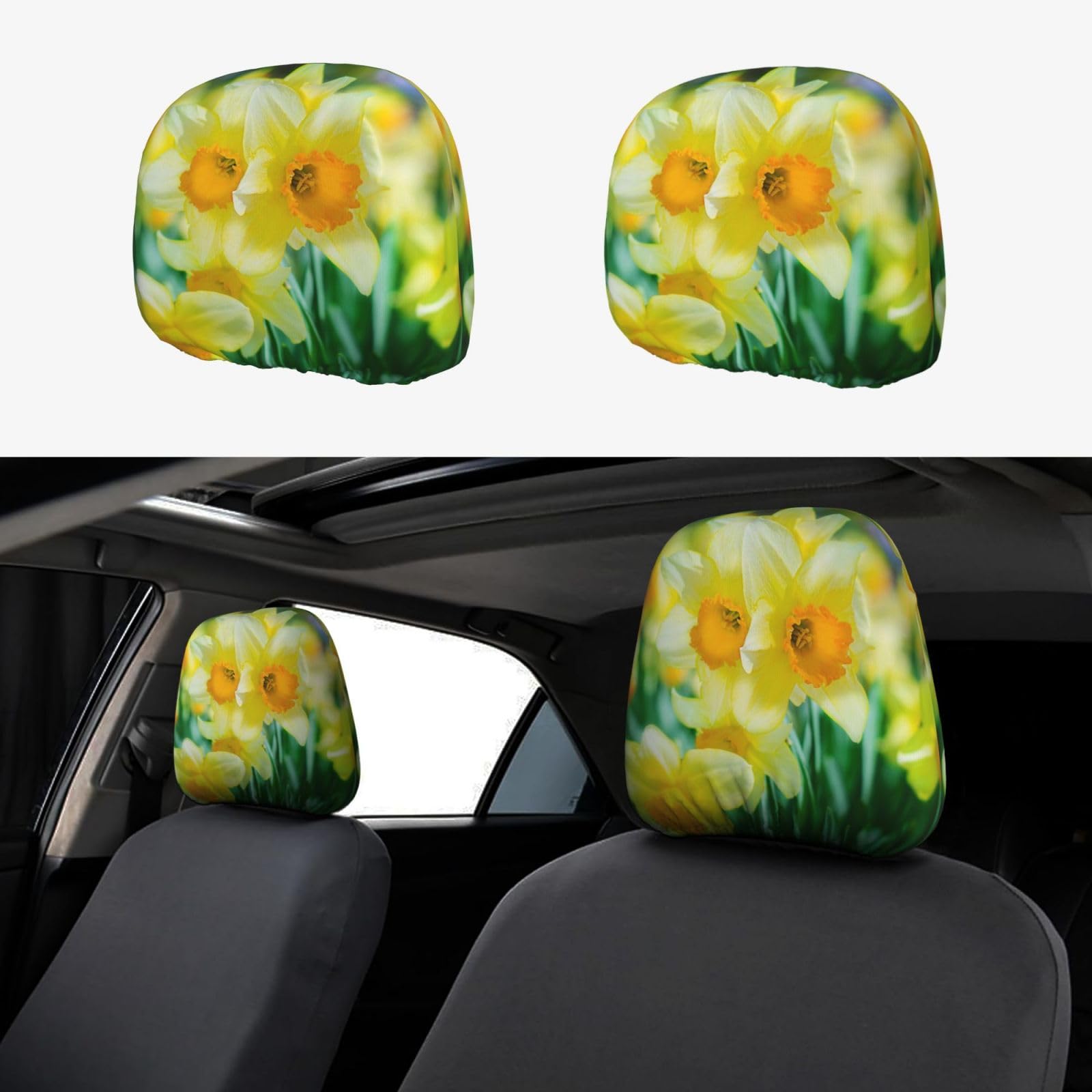 WXWJSHMGC Autositz-Kopfstützenbezug, Motiv: Narzissenblumen, personalisierbar, 2 Stück WXWJSHMGC Autositz-Kopfstützenbezug, Motiv: Narzissenblumen, personalisierbar, 2 Stück von WXWJSHMGC