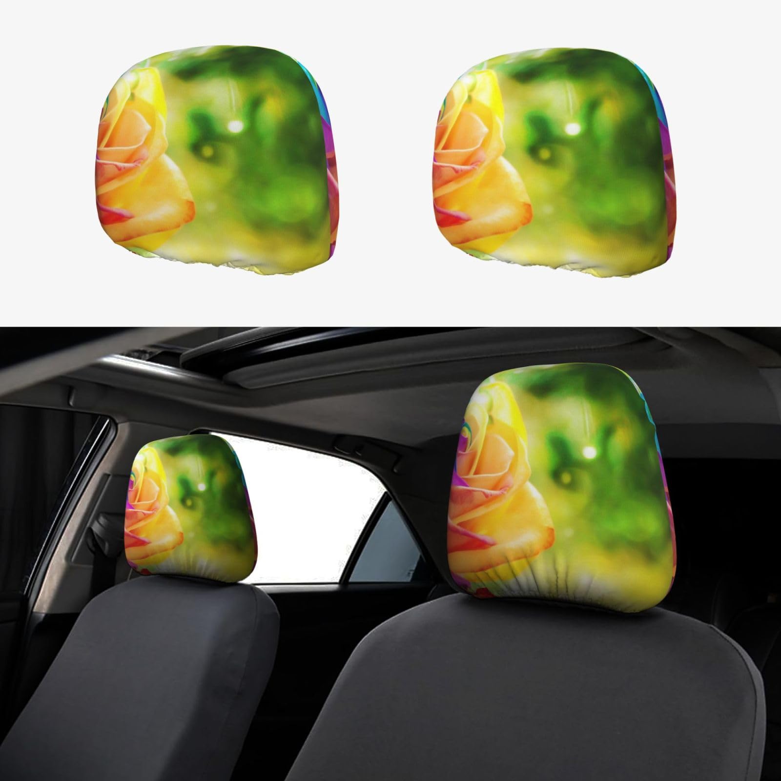 WXWJSHMGC Autositz-Kopfstützenbezug, Motiv: Regenbogenrosen, personalisierbar, 2 Stück WXWJSHMGC Autositz-Kopfstützenbezug, Motiv: Regenbogenrosen, personalisierbar, 2 Stück von WXWJSHMGC