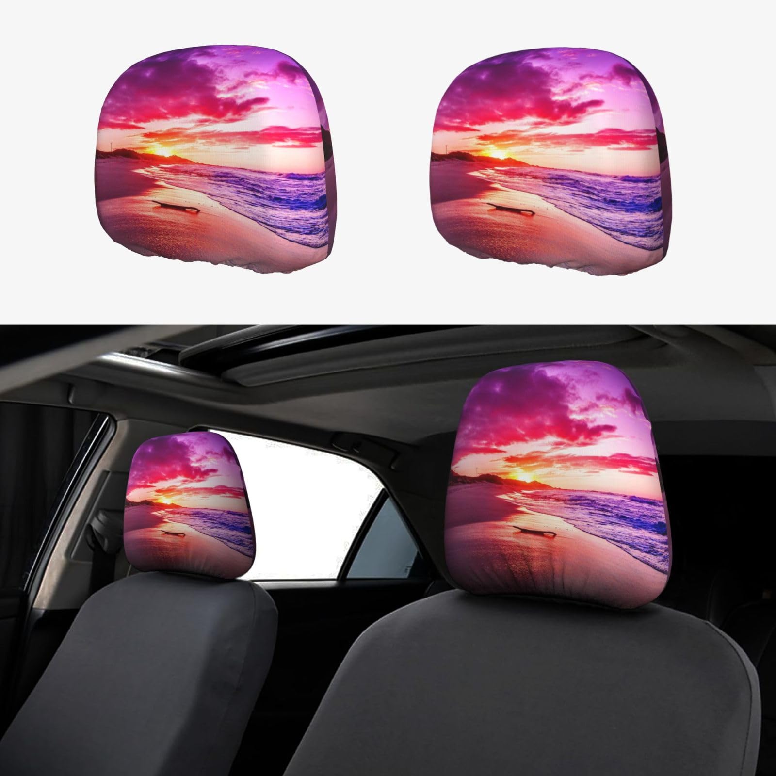 WXWJSHMGC Autositz-Kopfstützenbezug, Motiv: Sonnenuntergang, personalisierbar, 2 Stück WXWJSHMGC Autositz-Kopfstützenbezug, Motiv: Sonnenuntergang, personalisierbar, 2 Stück von WXWJSHMGC