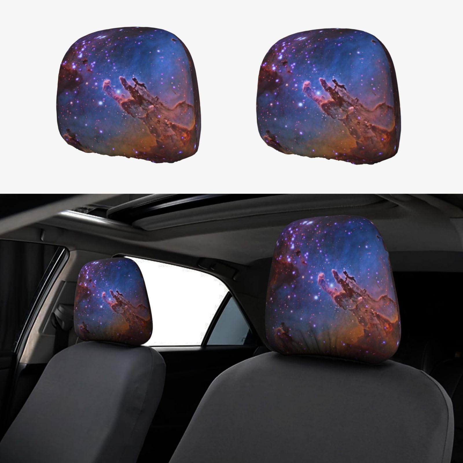 WXWJSHMGC Autositz-Kopfstützenbezug, Motiv: Weltraum-Galaxie, personalisierbar, 2 Stück WXWJSHMGC Autositz-Kopfstützenbezug, Motiv: Weltraum-Galaxie, personalisierbar, 2 Stück von WXWJSHMGC