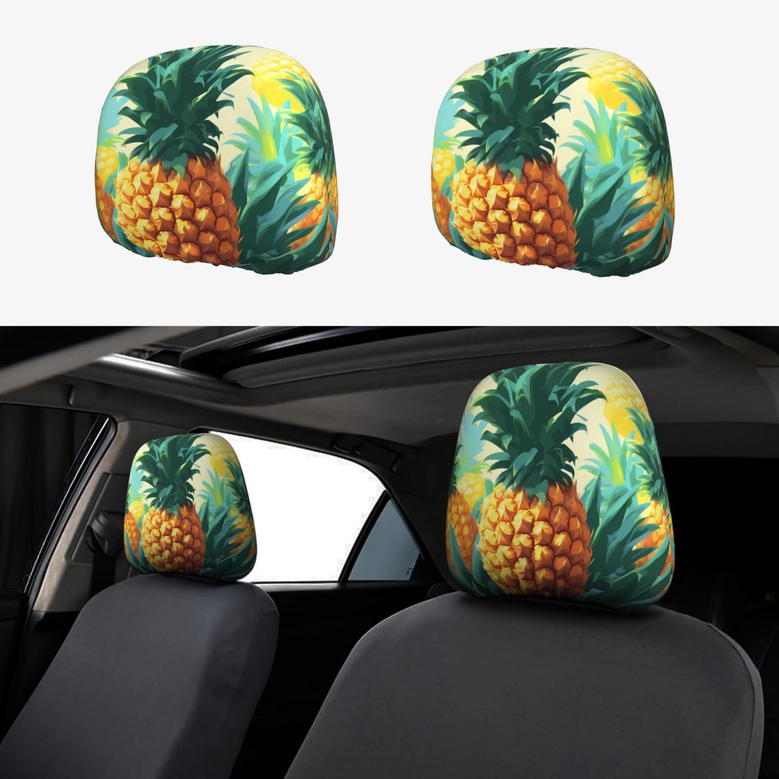 WXWJSHMGC Autositz-Kopfstützenbezug, Motiv: tropische Ananas, personalisierbar, 2 Stück WXWJSHMGC Autositz-Kopfstützenbezug, Motiv: tropische Ananas, personalisierbar, 2 Stück von WXWJSHMGC
