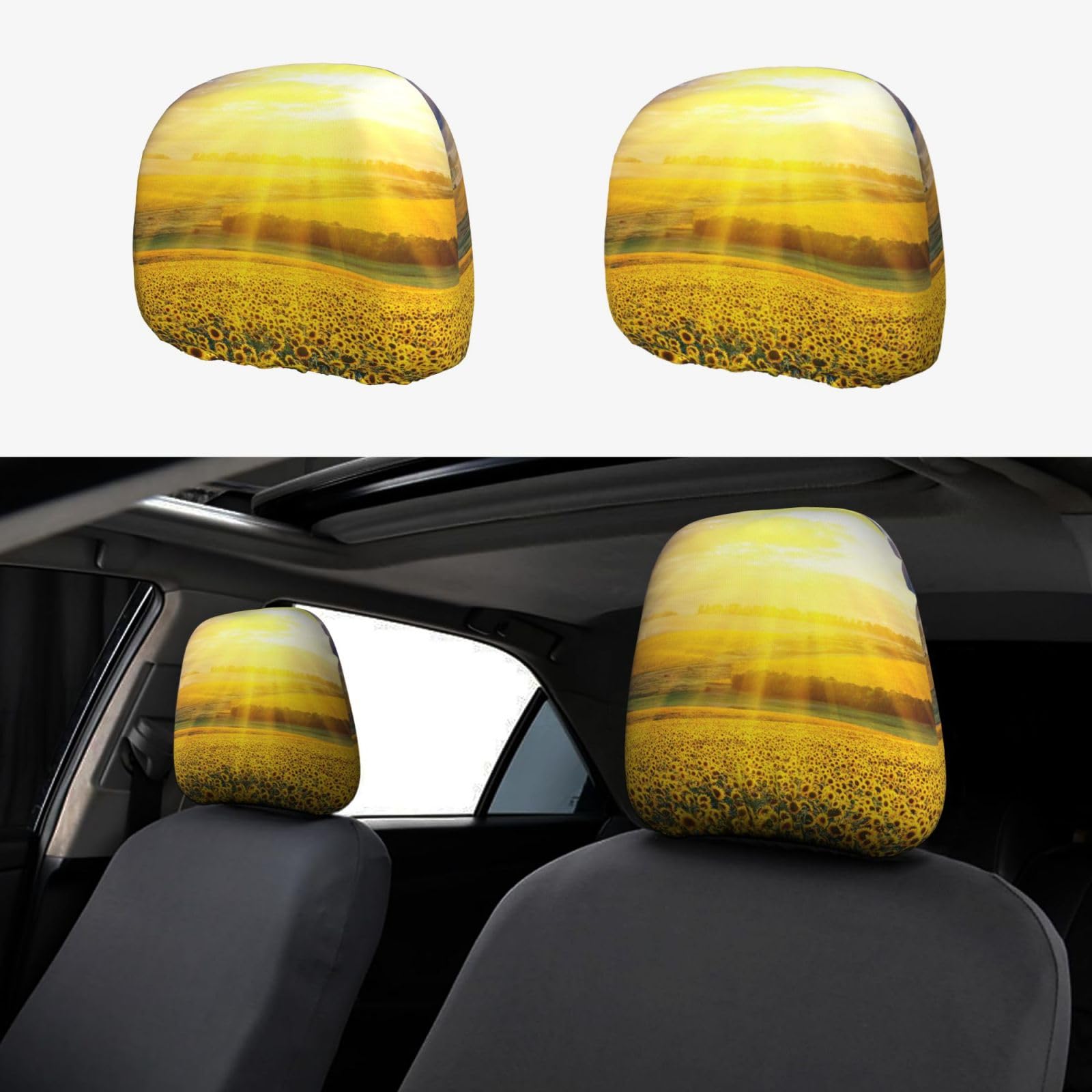 WXWJSHMGC Autositz-Kopfstützenbezug, Sonnenblumen-Druck, personalisierbar, 2 Stück WXWJSHMGC Autositz-Kopfstützenbezug, Sonnenblumen-Druck, personalisierbar, 2 Stück von WXWJSHMGC