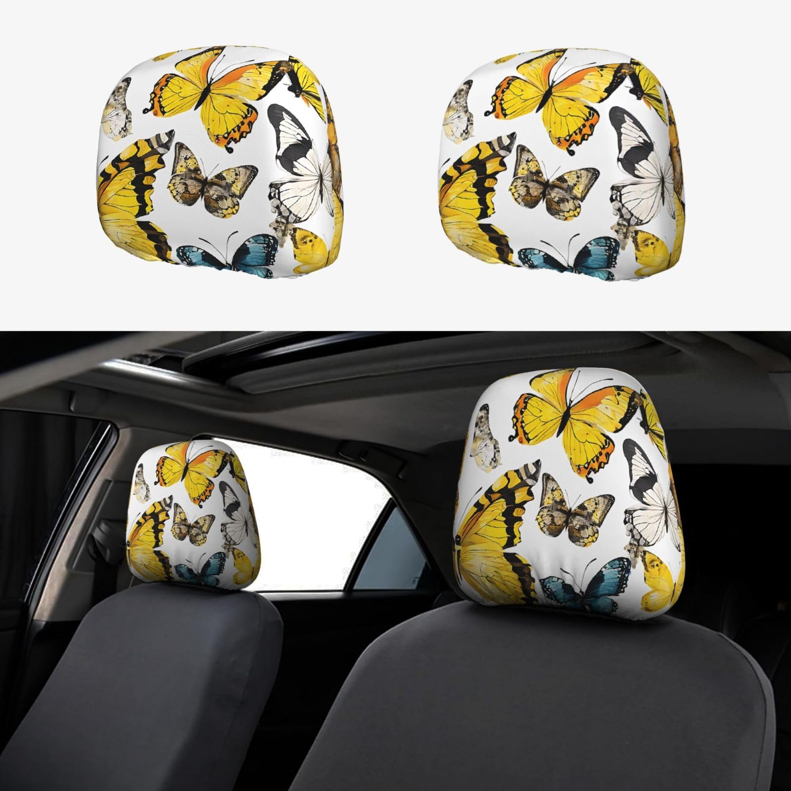 WXWJSHMGC Autositz-Kopfstützenbezug, handgezeichneter Schmetterlingsdruck, personalisierbar, 2 Stück WXWJSHMGC Autositz-Kopfstützenbezug, handgezeichneter Schmetterlingsdruck, personalisierbar, 2 Stück von WXWJSHMGC
