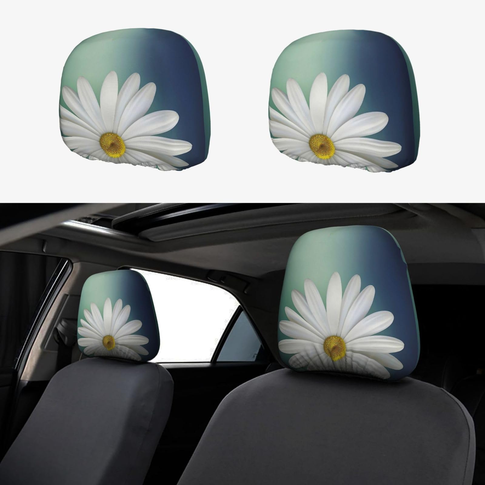 WXWJSHMGC Autositz-Kopfstützenbezug, personalisierbar, Blumendruck, Weiß, 2 Stück WXWJSHMGC Autositz-Kopfstützenbezug, personalisierbar, Blumendruck, Weiß, 2 Stück von WXWJSHMGC