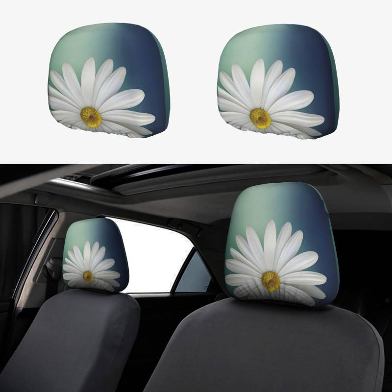 WXWJSHMGC Autositz-Kopfstützenbezug, personalisierbar, Blumendruck, Weiß, 2 Stück von WXWJSHMGC