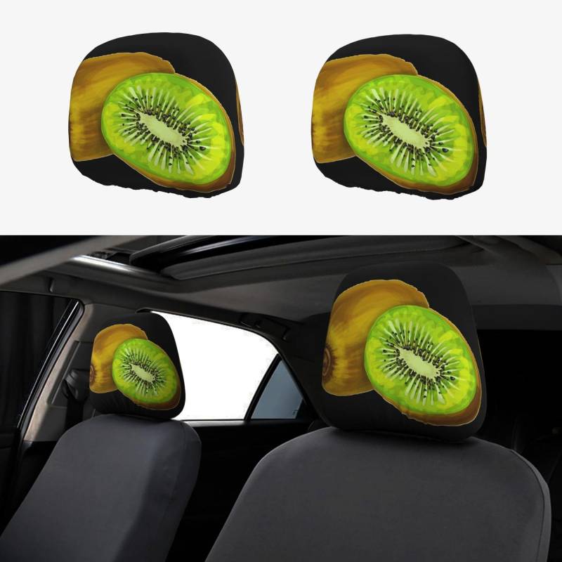 WXWJSHMGC Autositz-Kopfstützenbezug, personalisierbar, Kiwi-Druck, 2 Stück von WXWJSHMGC