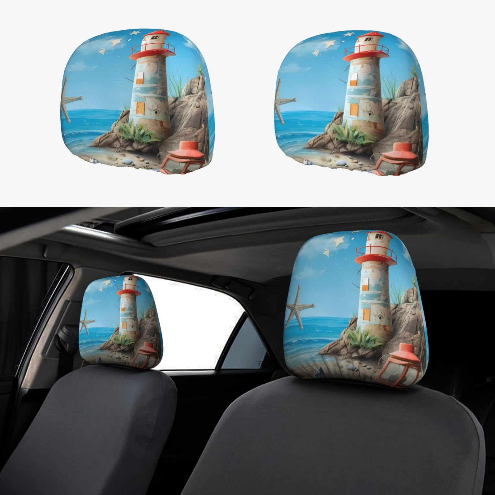 WXWJSHMGC Autositz-Kopfstützenbezug, personalisierbar, Motiv: Hausstrand, 2 Stück WXWJSHMGC Autositz-Kopfstützenbezug, personalisierbar, Motiv: Hausstrand, 2 Stück von WXWJSHMGC