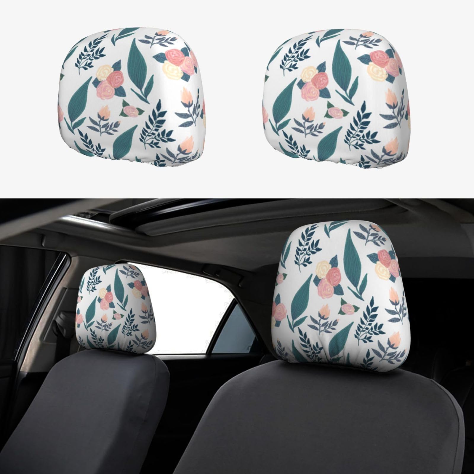 WXWJSHMGC Autositz-Kopfstützenbezug, personalisierbar, mit Blumendruck, Rosa, 2 Stück WXWJSHMGC Autositz-Kopfstützenbezug, personalisierbar, mit Blumendruck, Rosa, 2 Stück von WXWJSHMGC