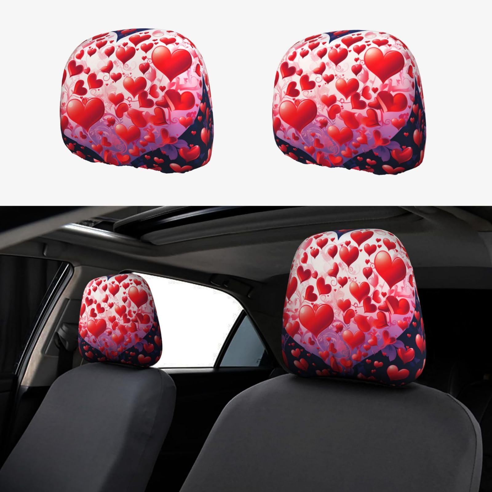 WXWJSHMGC Autositz-Kopfstützenbezug mit Herz-Aufdruck, personalisierbar, 2 Stück WXWJSHMGC Autositz-Kopfstützenbezug mit Herz-Aufdruck, personalisierbar, 2 Stück von WXWJSHMGC