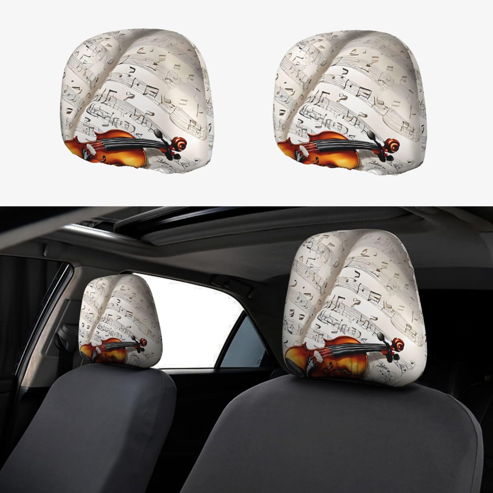WXWJSHMGC Autositz-Kopfstützenbezug mit Schmetterlings- und Cello-Aufdruck, personalisierbar, 2 Stück WXWJSHMGC Autositz-Kopfstützenbezug mit Schmetterlings- und Cello-Aufdruck, personalisierbar, 2 Stück von WXWJSHMGC