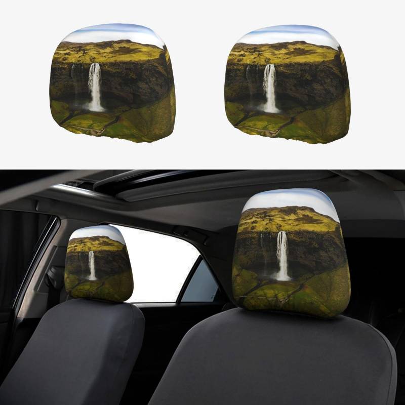 WXWJSHMGC Autositz-Kopfstützenbezug mit Wasserfall-Landschaftsbild, personalisierbar, 2 Stück von WXWJSHMGC