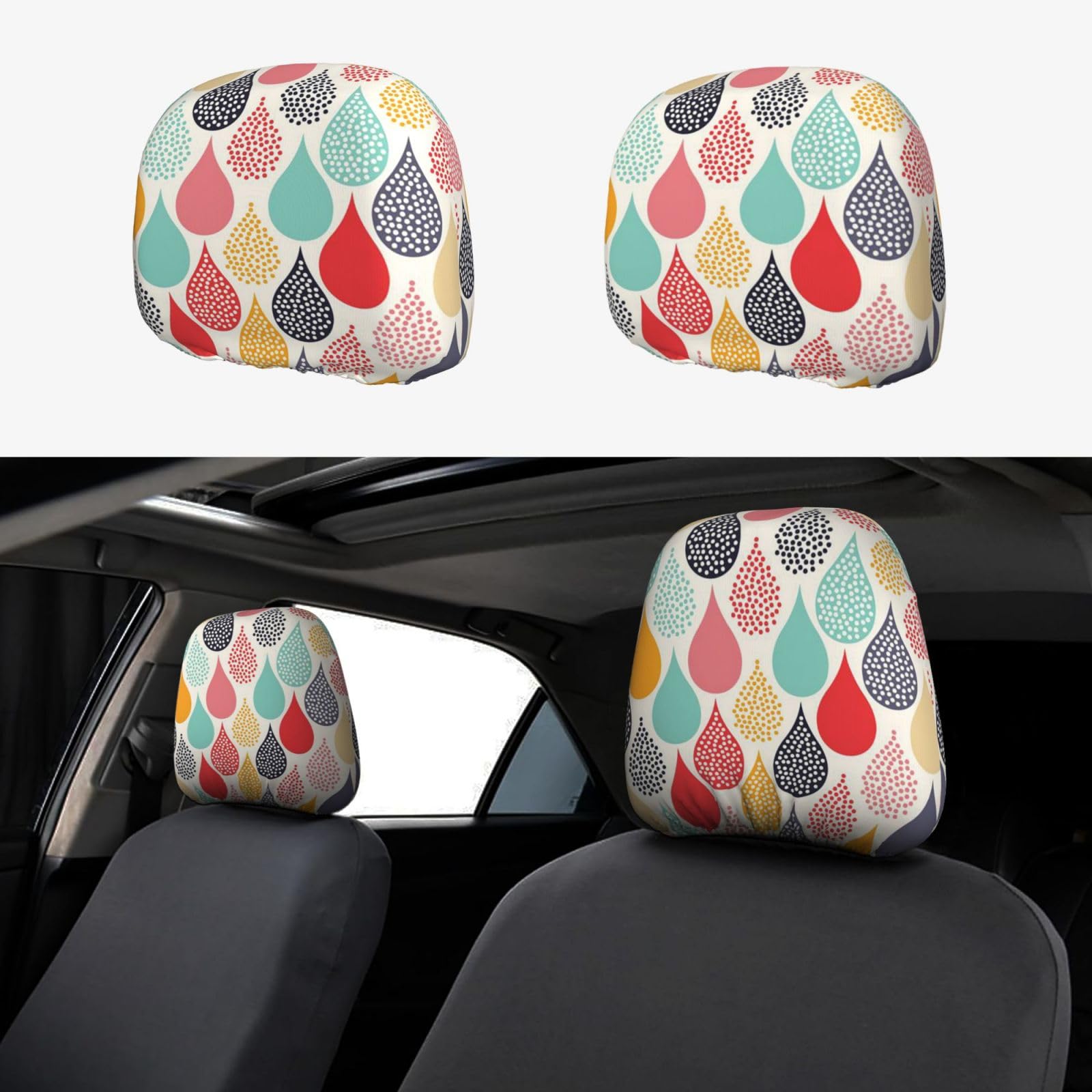 WXWJSHMGC Autositz-Kopfstützenbezug mit Wassertropfen-Motiv, personalisierbar, 2 Stück WXWJSHMGC Autositz-Kopfstützenbezug mit Wassertropfen-Motiv, personalisierbar, 2 Stück von WXWJSHMGC