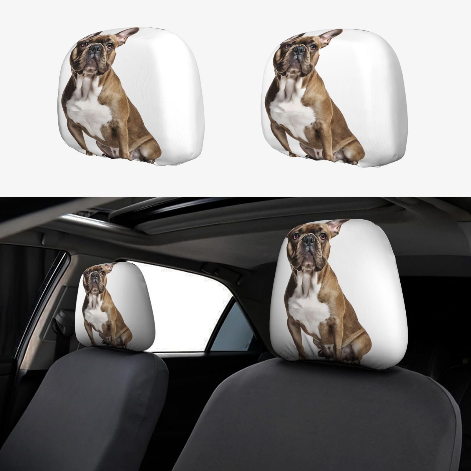 WXWJSHMGC Autositz-Kopfstützenbezug mit französischer Bulldogge, personalisierbar, 2 Stück WXWJSHMGC Autositz-Kopfstützenbezug mit französischer Bulldogge, personalisierbar, 2 Stück von WXWJSHMGC