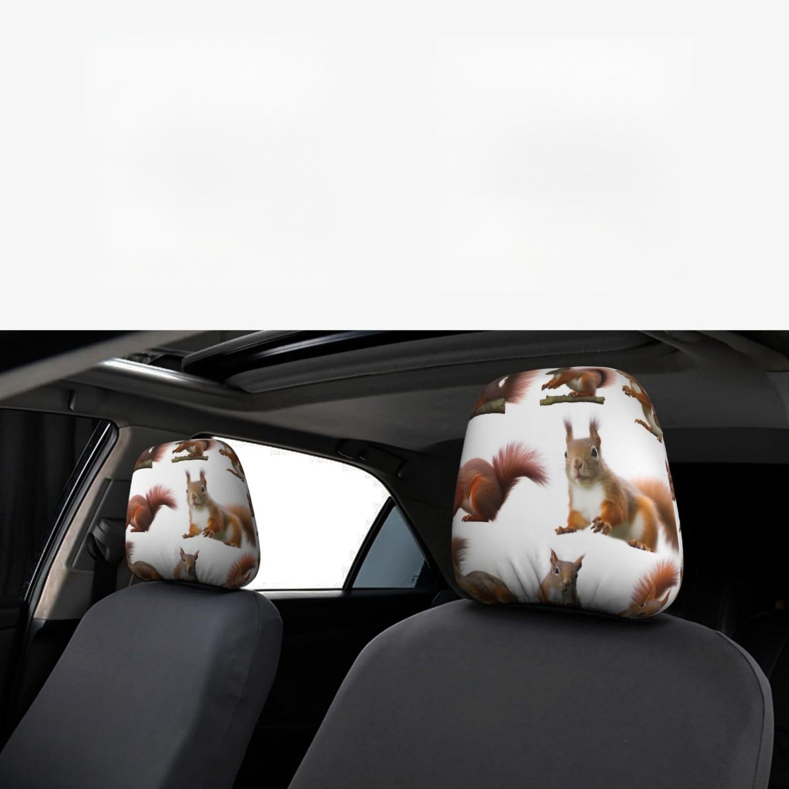 WXWJSHMGC Autositz-Kopfstützenbezug mit niedlichem Eichhörnchen-Aufdruck, personalisierbar, 2 Stück WXWJSHMGC Autositz-Kopfstützenbezug mit niedlichem Eichhörnchen-Aufdruck, personalisierbar, 2 Stück von WXWJSHMGC