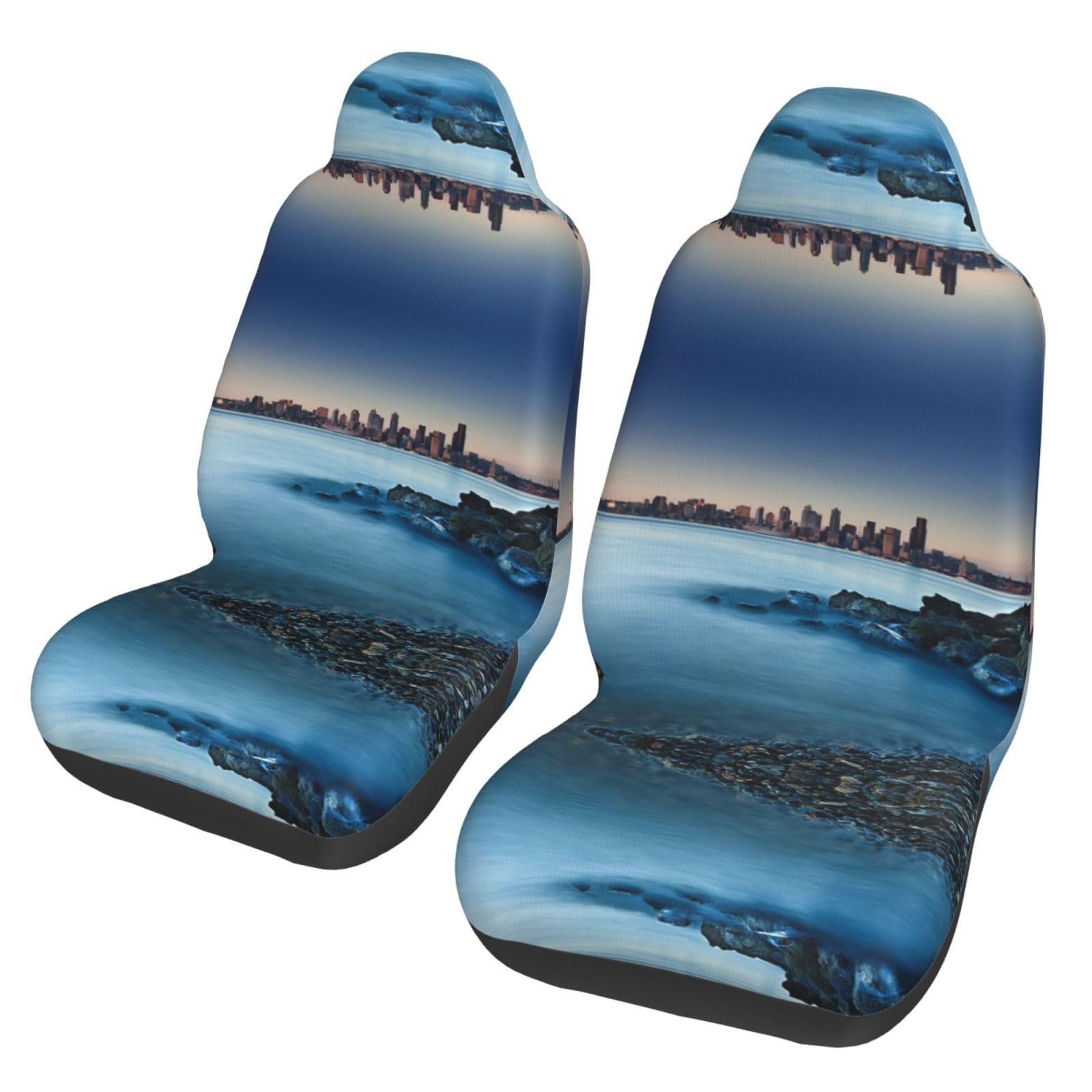 WXWJSHMGC Autositzbezüge, Motiv: Calm Sea and Rocks, Autositzbezug, Vordersitzbezug, SUV, LKW, Van, Auto, Universal-Sitzbezüge (2 Stück) von WXWJSHMGC